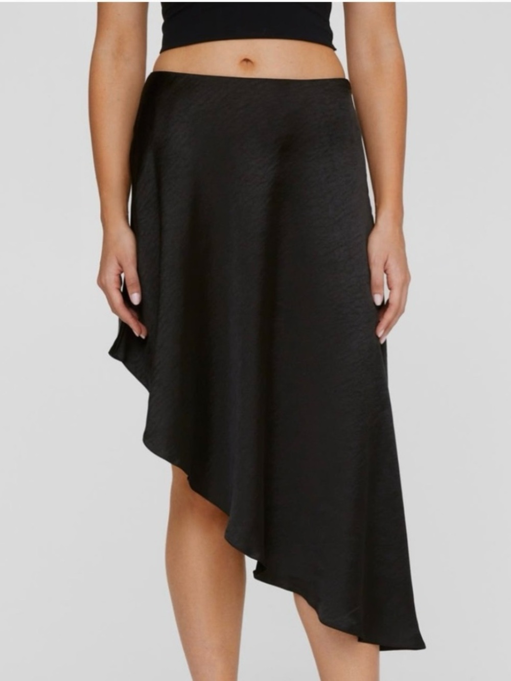Nasty Gal Collection Black High Low Side Cut Asymmetrical Midi Skirt Size 2 XS